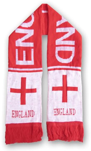 Sonia Originelli Fanartikel schöner Fan-Strickschal mit Fransen WM EM Fussball, Farbe: England