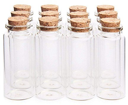 Danmu Art 30ml 30mm x 70mm Mini Glass Bottles Jars with Wood Cork Stoppers Small Glass Bottles Halloween Decorations(60PCS)