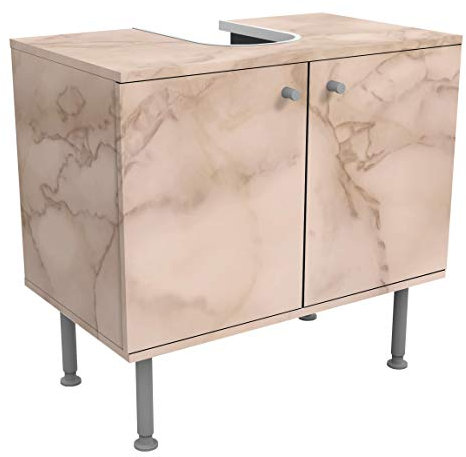 Bilderwelten Waschbeckenunterschrank Marmoroptik Grau Braun Badschrank, Größe: 55cm x 60cm