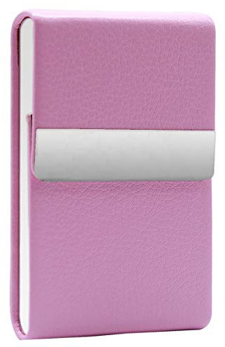 Pitilleras para Cigarrillos Tabaco De Metal Pitillera Cigarrillos de Cuero Elegantes Portatil Caja De Cigarillo para Mujer para 10 Cigarrillos Rosa