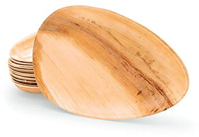 BOX And Tree | 100 Platos Desechables de Hoja de Palma 24cm | Vajilla Desechable Biodegradable 100% Compostable | Estable y Resistente | Perfecto para la fiesta de cumpleaños o boda