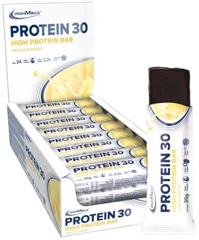 IronMaxx Protein 30 Eiweißriegel - Vanille 24 x 35g | palmölfreier und glutenfreier Proteinriegel mit Vitaminen | für zuckerreduzierte und Low-Carb-Ernährung geeignet