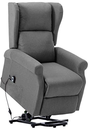 vidaXL Aufstehsessel Elektrisch Sessel mit Aufstehhilfe Liegesessel Fernsehsessel Relaxsessel TV Ruhesessel Polstersessel Hellgrau Stoff