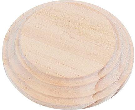 INNSPIRO Peana madera pino macizo redonda de altura 2,3cm. inf. 22cm. sup. 20cm. alt. 2,3cm. Base de madera para pintar, decorar y hacer manualidades.