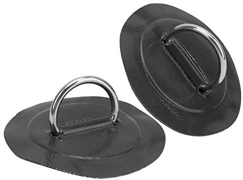 2 Pièces Marine Fixe Boucle Paddle Board D-Ring Kayak D-Ring Pad Bateau Gonflable D-Ring Patch avec Cordon Élastique pour Kayak Marin(Noir)