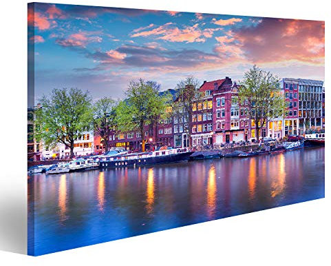 islandburner Bild auf Leinwand Amsterdam Grachten Holland Wandbild Poster Kunstdruck Bilder