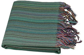 Strandtuch bunt mit Fransen, Hamamtuch Baumwolle, Saunatuch Pestemal, 100x160 cm pflegeleicht, saugstark und kompakt, für Sauna, Strand, Wellness, Spa, Hamam (tannengrün)