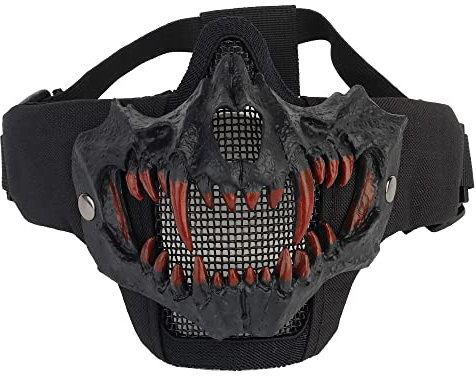 WarmHeartting Masque demi-visage respirant Airsoft pour paintball, tactique militaire, Halloween, cosplay
