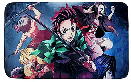 Roffatide Anime Demon Slayer Rechteckiger Teppich Kamado Tanjirou Türdecke Teppich Fußmatten Teppich für Zuhause 60 * 90cm