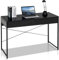 CASART Computer Desk, Wooden Home Office Desks PC Laptop Table with 2 Drawers & Adjustable Foot Pads, Metal Frame Study Writing Desk Gaming Table (Black)