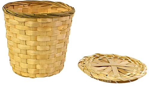 TOPBATHY Cesto Bambu con Tapa Papeleras Pequeñas De Mimbre Canasta de de de con Tapa Mini Cesta de Almacenamiento de de Papeleras Pequeñas De Mimbre Papelera Baño Mimbre con Tapa