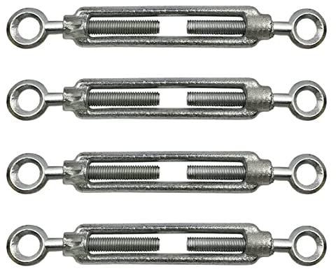 Kippen 1204DK - Confezione da 4 Pezzi di Tenditore a 2 Occhi in Acciaio Zincato. Misura 10 mm.