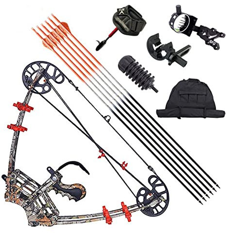 Professionelle 40 Lbs Leistungsstarke Bogenschießen Compound Bogen Set Outdoor Jagdbogen und Pfeil Schießen Mini Compound Bogen für Outdoor Schießen Angeln Jagd Links und Rechte Hand Universal