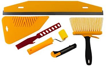 HARDY WORKING TOOLS 6in1 Tapezierset - Tapezierwerkzeug Tapezierbedarf - Tapetenwerkzeug - Tapetenglättungs-Werkzeug-Set - Trimmwerkzeug - Komplettes Tapetenset, Schneidwerkzeug