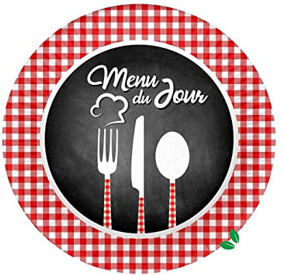 1001KDO POUR LA MAISON Set de 10 assiettes en carton 23 cm Menu du jour