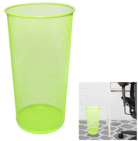 ARA CHOICE Colorful Large Metal Waste Paper Rubbish Mesh Bin Dustbin Office Bedroom Desk Litter and easy to use Recycling Bin for Home Multi Colour (Green)