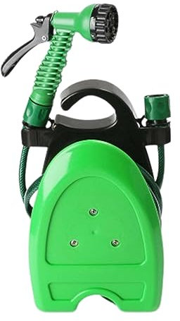 1Above Hose Pipe Reel with 10M PVC Reinforced Hosepipes, 7 in 1 Spray Nozzle, PVC Tap Connector, Easy Carry & Easy to Hang for Watering Garden Pots, Car Washing, Pet Showering and Window & Flor