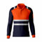 Hi Vis High Visibility Reflective Tape Safety Contrast Polo Shirt Long Sleeve Workwear Tee Tshirt Top Orange Navy