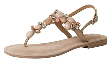 Tamaris Damen Sandalen Zehentrenner Leder Sommer; IVORY COMBINED/beige; 40 EU