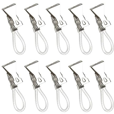 10 Pinces à Serviettes, Pinces de Salle de Bain, Pinces En Métal, Pinces En Fer, Torchons Suspendus Pinces à Linge Pinces à Linge Multifonctions avec Boucle Suspension, pour Cuisine, Maison, Blanche