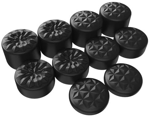 PlayVital 10 Pcs Agarres para el Pulgar para ps5 para ps4 Quantum Universal Grips para Xbox Series X/S Xbox One/Elite Series 2 Switch Pro Tapas de Joysticks con 3 Alturas de Convexo y Cóncavo(Negro)