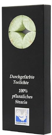 luterna Teelichter aus Stearin, 18/38 mm, Mint, KERZENFARM HAHN, Brenndauer ca. 4h, 10 Stück pro Verpackung