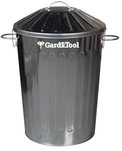 GARD N TOOL Small Medium Large Extra Large Galvanised Steel Metal Dustbin Kitchen House Garden Storage Unit Bin ([ 60L Metal Bin ])