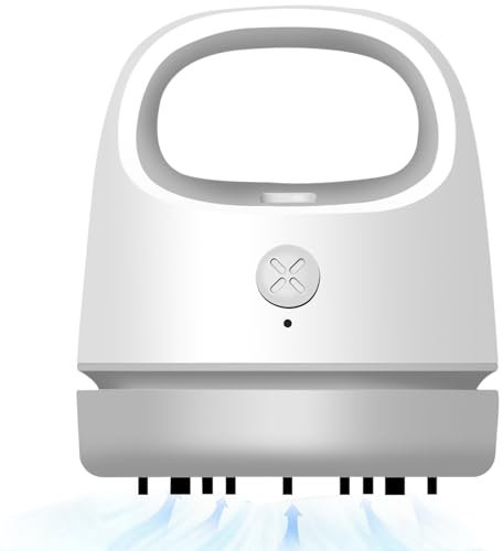 Nizirioo Mini aspiradora de mesa recargable: USB recargable, aspiradora de mesa, portátil, inalámbrico, giratoria 360°, mini aspiradora de mano para la escuela, el hogar, la oficina (gris)