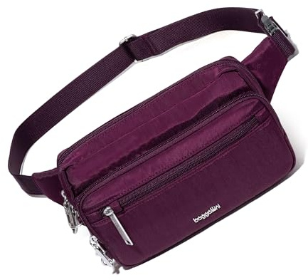 Baggallini Securtex Anti-theft Belt Bag 8.8x5.5 Crossbody Fanny Pack for Women RFID Wallet Locking Zipper Travel Purse
