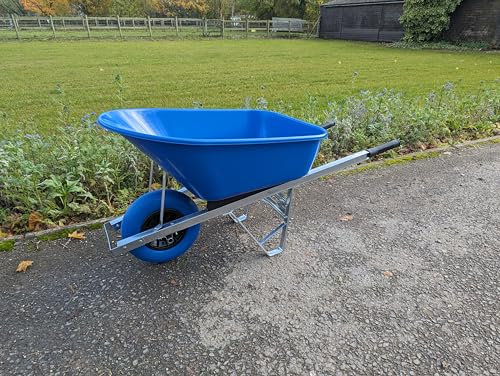 160L WHEELBARROW Stable Garden Single Wheel Barrow Large 160 Litre Blue Big