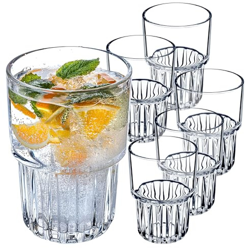 KADAX Longdrinkgläser, Cocktailgläser, Getränkegläser, Trinkgläser, moderne Wassergläser, geriffelte Gläser für Drinks, Universalgläser (Set 6x320 ml)