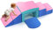nmoiww Lot de Blocs de Construction en Mousse, avec Toboggan, arcs de Plusieurs Tailles pour l'escalade en intérieur, Grands Blocs de Construction pour bébés et Tout-Petits (Rose Bleu-6)