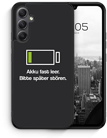 MUNIQASE Akku fast Leer - Silikon Hülle für Samsung Galaxy A25 5G - Spruch Lustige Witzige Humorvolle Komische Spaßige Deutsche Coole Lässige Schutzhülle Handyhülle Case Cover