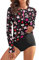 WOWENY Camiseta de natación de Manga Larga para Mujer, con Cremallera 1/4, protección Solar, Traje de baño, Camiseta de Surf, Camiseta de Playa, Chaleco de natación, Pr, M