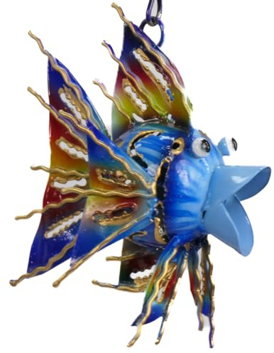 osters muschel-sammler-shop Dekorativer Metallfisch/Krabbe in verschiedenen Größen - Der Neue Trend für Ihre Strand Deko (Metallfisch hängend 4cm blau)