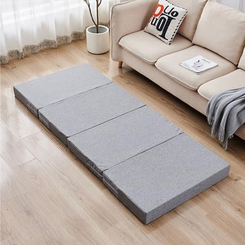 DUOLEH Klappmatratze, Gästebett-Matten, Schlafsofas mit abnehmbarem Bezug für Camping, Schlafzimmer, Wohnwagen, Bodenmatratze, Reisematratze, Druckentlastung, Bett in einer Box (200 x 90 x 8 cm, grau)