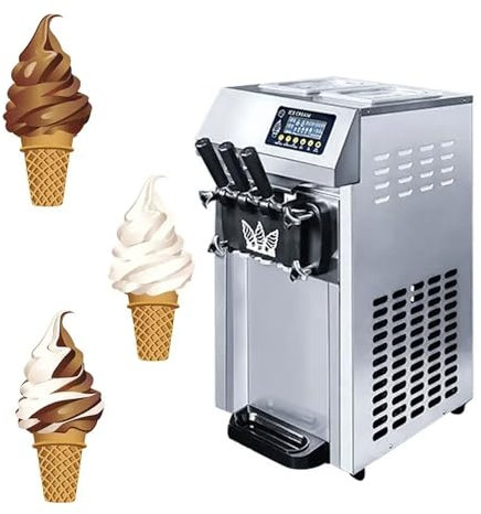 1250W Commercial Ice Cream Maker, 20L/H LCD Digital Display Soft Ice Cream Machine, 3 Flavors Desktop Ice Cream Maker With Pre-cooling Mode, for Bars, Coffee Shops, Restaurants, Parties