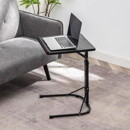 Beistelltisch, faltbar, tragbar, klappbar, für Laptop, höhenverstellbar, für Schlafzimmer, Wohnzimmer, Bett – faltbar – höhenverstellbar (43 x 43 x 63/70/76 cm, schwarz)