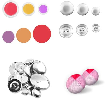60uds Fundas para Botones, Kit de Botones con Herramientas Botones de Tela para Bricolaje de 3 Tamaños Botones Cubiertos de Tela para Amantes de Manualidades y Bricolaje
