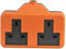 2 Gang Trailing Socket Re-Wireable 13A High Impact Rubberized Extension without Lead Fitted-UK 1 Pack Orange