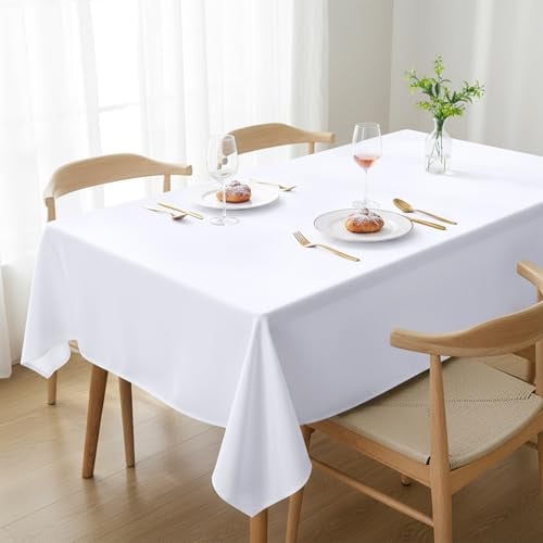 Utopia Kitchen Rectangle Tablecloth 150x240 cm - (Pack of 12) White Table Cover Machine Washable Table Cloth Perfect for Parties, Weddings and Festivals