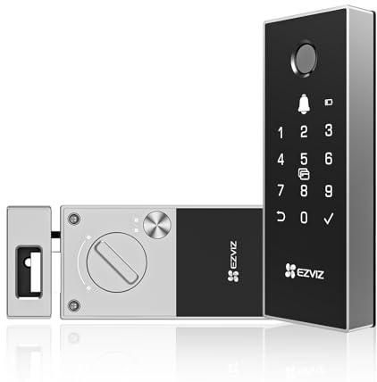 EZVIZ DL03 PRO - Cerradura de puerta inteligente con borde | Desbloqueo de huellas dactilares | Desbloqueo remoto de aplicaciones | Múltiples métodos de desbloqueo, detección de ruptura, alarma