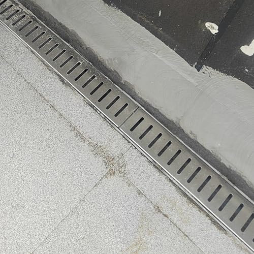 Caniveau Exterieur Grille de Drainage pour Patio en Pavés, Caniveau de Tranchée avec Trou Linéaire en Grille D'acier, Couvercle de Drain D'allée Robuste, Caniveau de Douche pour Patio en Pelouse(60x10