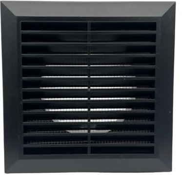 AirTech-UK Extractor Fan Wall Fixed Louvre Grille Ventilation – 4 (100mm) – Black