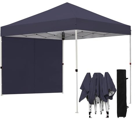 Northroad Pop Up Pavillon, 3 x 3 m mit 1 Seitenteilen Wasserdicht Stabil Faltpavillon, UV Schutz 50+, Höhenverstellbar Gartenpavillon mit Tragetasche, für Pool, Camping, Strand, Dunkelgrau