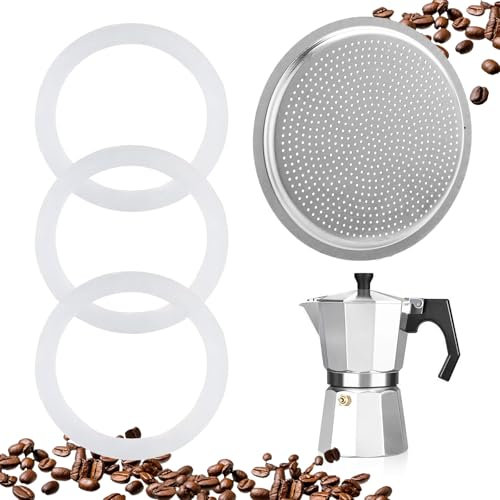 XdealCozyxc 4 Pcs 5.6x7.1cm Gasket 6 Cup Rubber Seal for Stovetop Coffee Maker