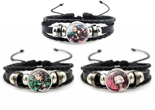 PYTRARTY Demon Bracciali,bracciale Demon bambina,Demon Braccialetti 3 Pcs Bracciale,Demon Merch,3 Pcs demon gadget.