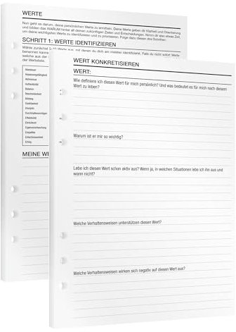 KOMPASS® Werte | 11 DIN-A5-Einlagen für Ringbuchplaner | Zur Identifizierung & Konkretisierung persönlicher Werte | A5 papier Kalendereinlagen Erfolgsjournal Bullet Journal To-Do-Planer