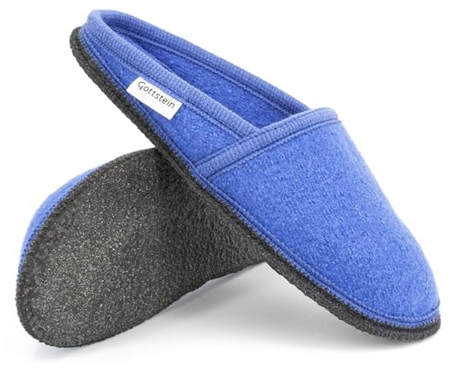Gottstein Filzpantoffel Villach aus Mulesing-freier Schaf-Schurwolle – Handgefertigte Hausschuhe aus Wollfilz für Damen & Herren Größe EU 36-46 – Patentierte naturub® Naturkatschuksohle Royalblau, 40