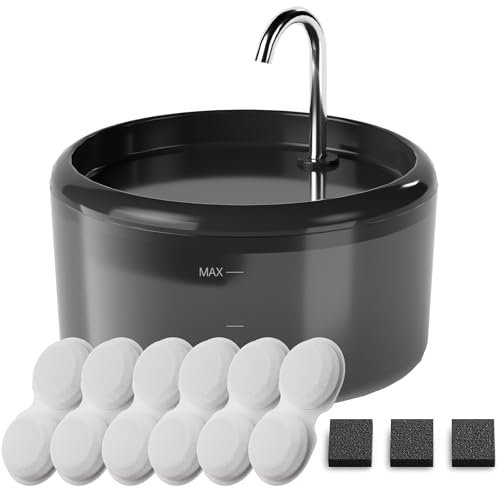 Katzenbrunnen Katzen Trinkbrunnen: 2.4L Trinkbrunnen Katze Leiser - Katzen Brunnen Wasserfall Automatischer - Katzenbrunnen für Katze - Filtration Von SüßWasser - Mit 6 Kohlefilters + 3 Schwämmes